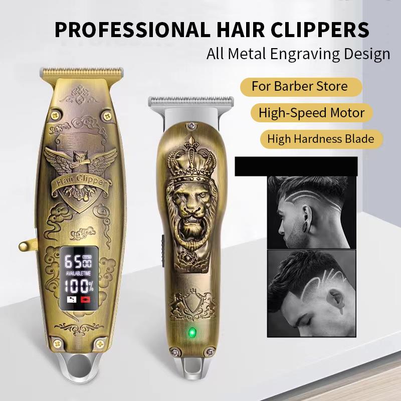 Oblíbený kovový retro elektrický zastřihovač kadeřnictví a domácí vyřezávání s přechodovým elektrickým zastřihovačem Domácí dobíjecí zastřihovač vlasů Kadeřnické nástroje