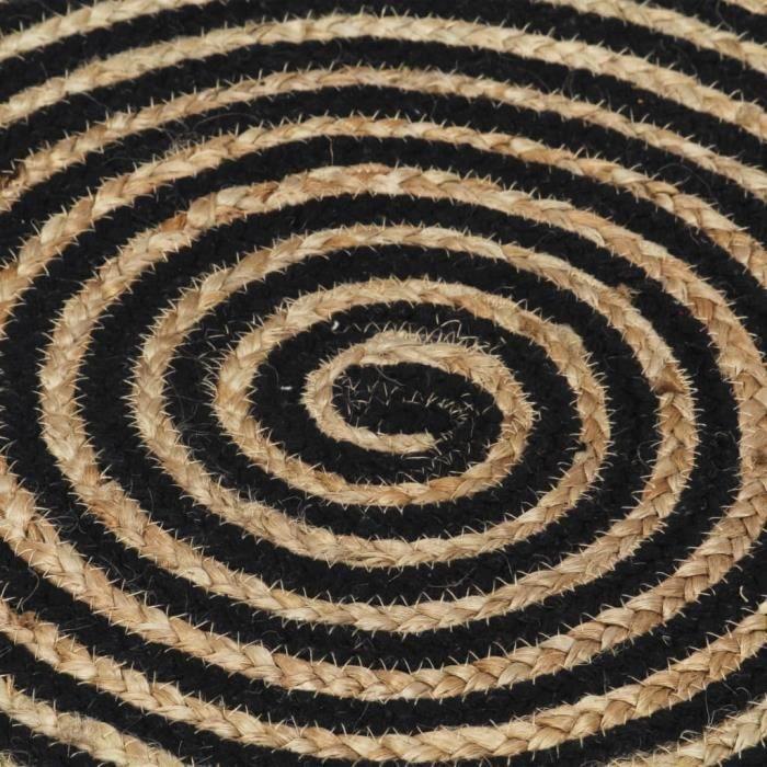 VidaXL Tapis fait à la main Jute avec design de spirale Noir 150 cm
