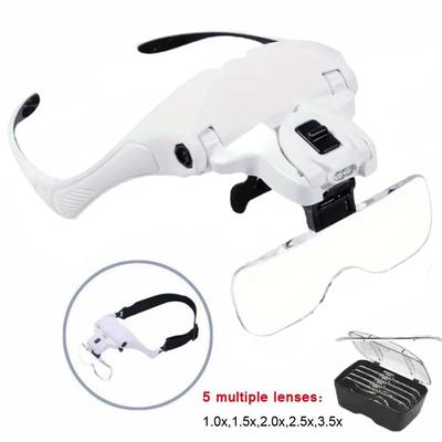 Lupe LED-Lichtkopflupe Juwelieruhr Helle Lupe mit 5 Linsen