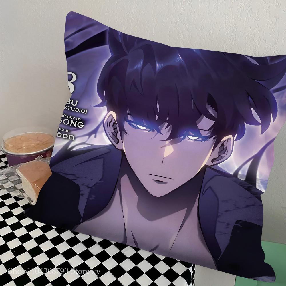 Anime S-Solo Leveling Pillow Case Square Pillow Bedroom Sofa Leisure Comfort Cushion Car Living Room Home Decoration