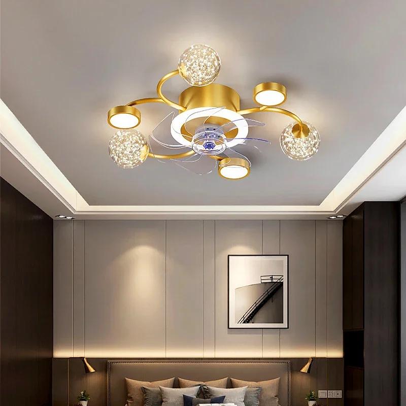 

Современный потолочный вентилятор для гостиной, светодиодный подвесной светильник, бесшумный интеллектуальный потолочный вентилятор, потолочный вентилятор с подсветкой в скандинавском стиле 220V