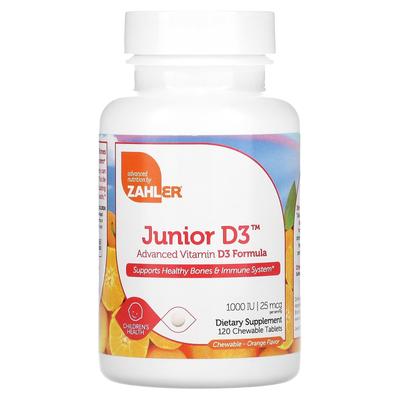 Junior D3, Advanced Vitamin D3 Formula, Orange, 1,000 IU, 120 Chewable Tablets