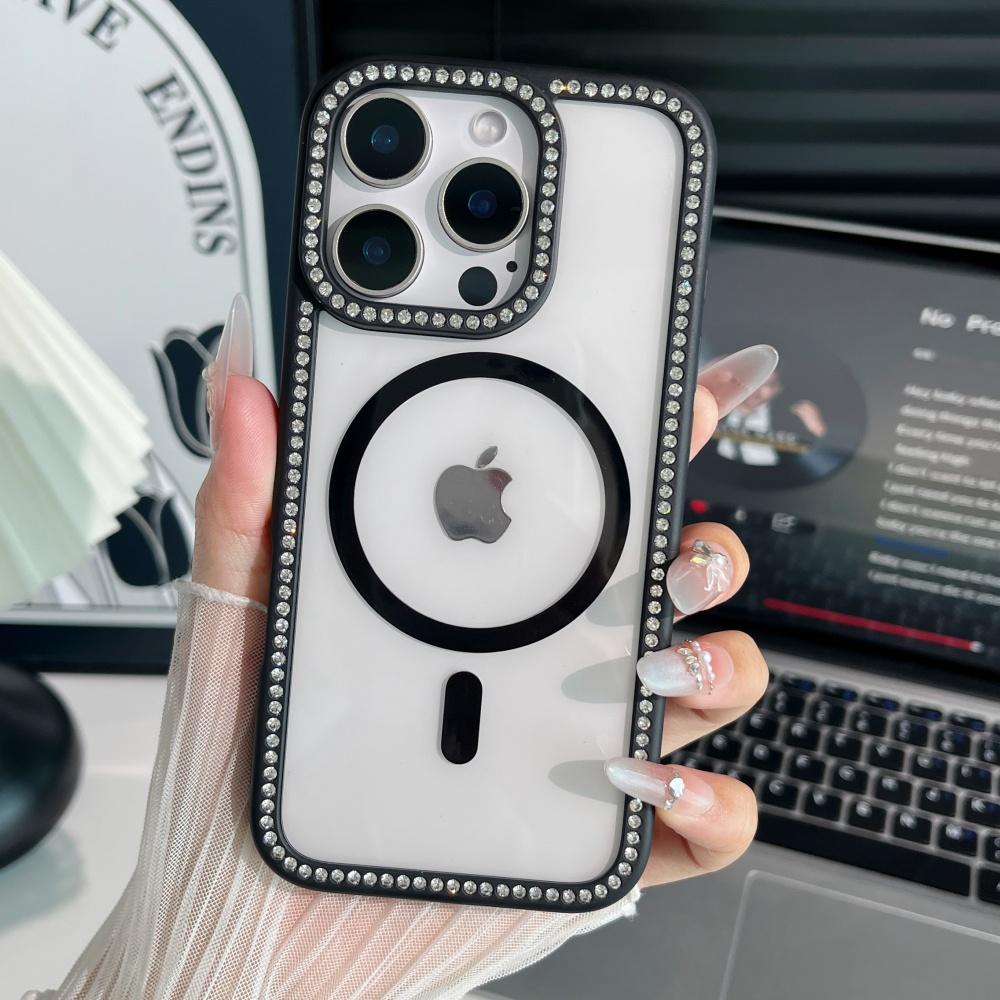 For Magsafe Magnetic Glitter Diamond Clear Case For iPhone 11 12 13 14 15 16 Pro Max Plus Sparkling Rhinestone Shockproof Cover