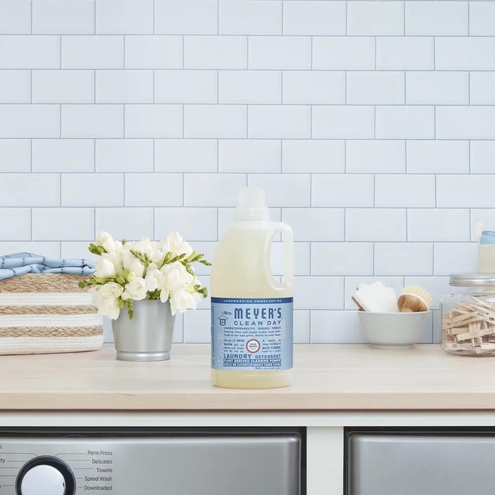 Biodegradable Laundry Detergent Liquid Rain Water Scent HE Compatible 64 Loads Plant Derived Cruelty Free Odor Eliminating Clean