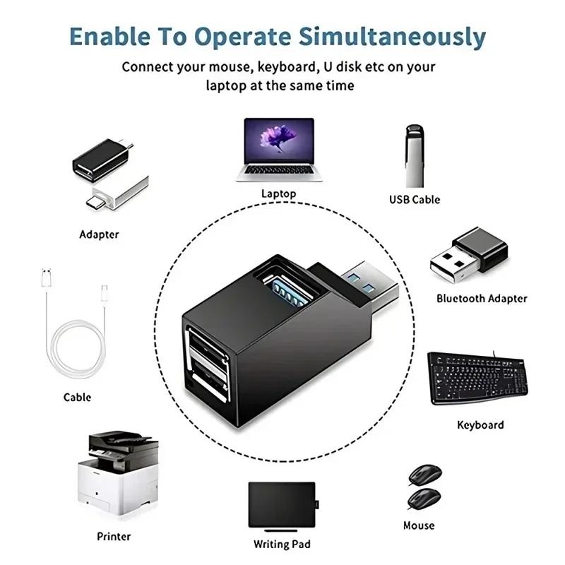 USB Hub USB2.0 USB3.0 High-Speed Splitter For Laptops And Computers Portable USB Hub For Efficient Data Transfer