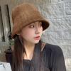 British Style Women Panama Cap Chenille Bucket Hat Casual Knitted Fisherman Hat  Winter