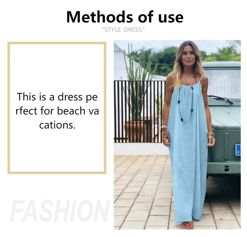 Vestido Tejido Holgado sin Espalda con Tirantes Finos para Mujer Tallas Grandes