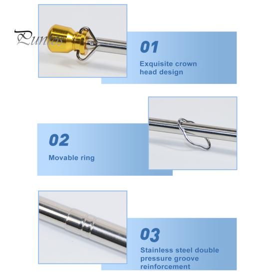 Maszt flagowy teleskopowy 200/300CM z antypoślizgową gąbką, wytrzymały metalowy, rozsuwany, przenośny, do banerów dla nauczycieli