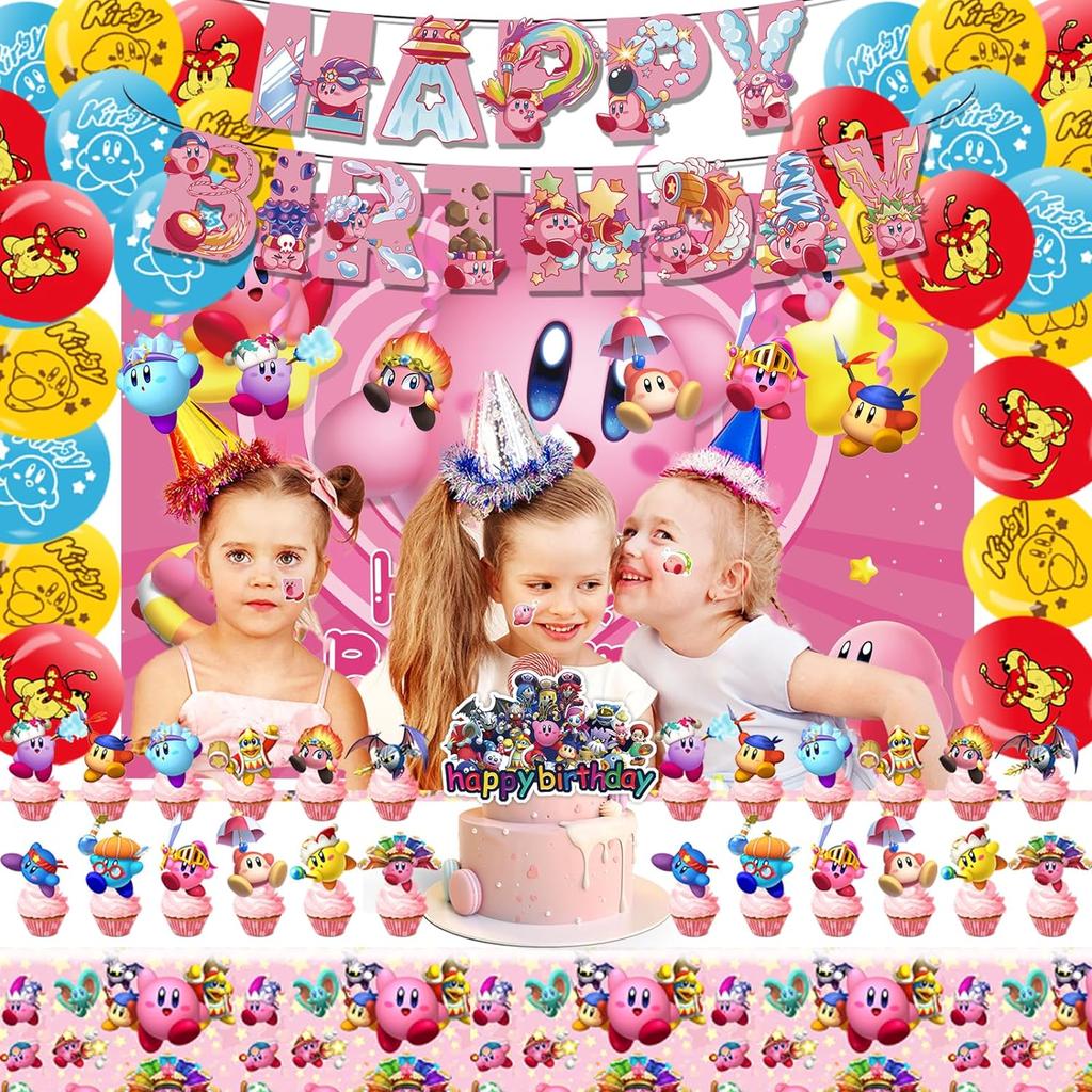 108Pcs Kirby Birthday Party Decorations