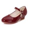 Girls' White Leather High Heels - New 2025 Princess Dance Shoes for Students, Sizes 25-40