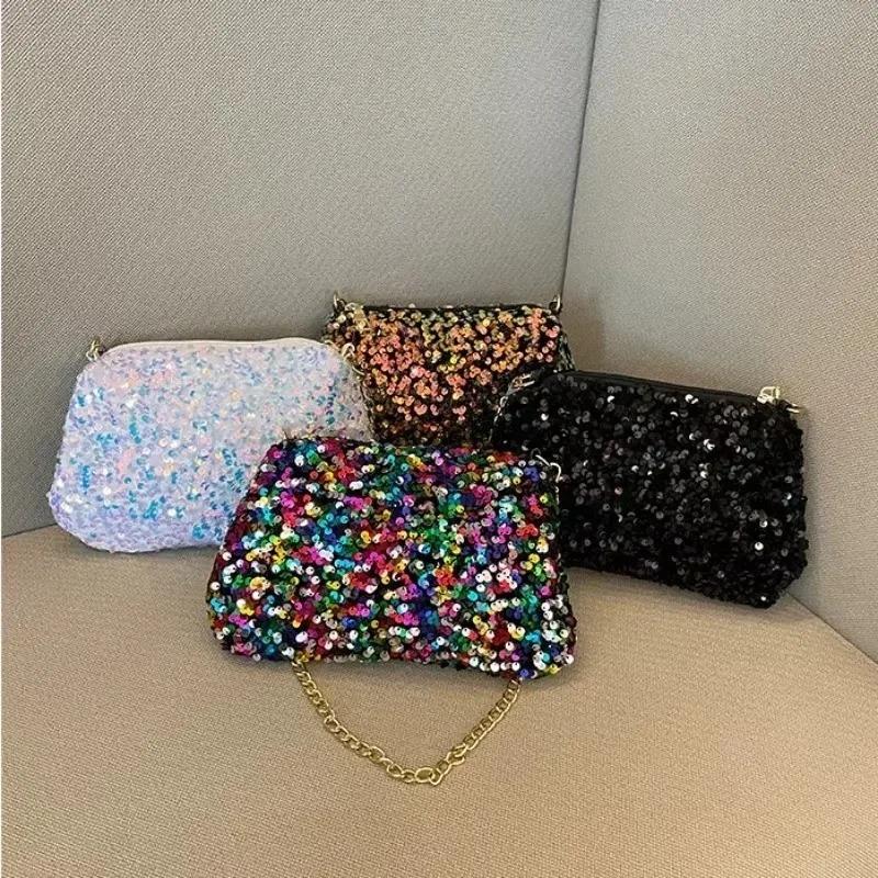 Women's handbag color sparkles single shoulder armpit handbag chain fashion handbag small women