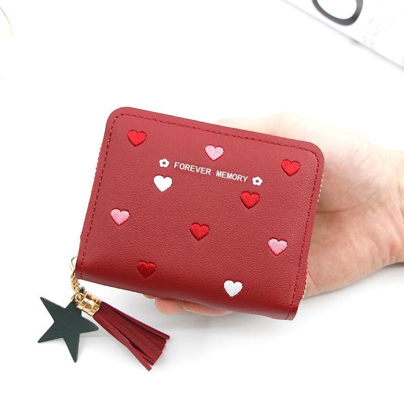 Ladies' Fashion Tassel Zipper Short Wallet & Card Holder with Multi-Card Slots and Coin Purse