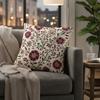 Federa Cuscino Fiorita a Spirale Vintage Bordo Borgogna Stampa Fiore Rosso Boho Morbida Copricuscino da Divano per Arredamento Casa Regalo