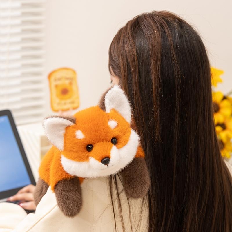 38cm Lying Fluffy Plush Fox Toy Stuffed Kawaii Orange Cartoon Animal Appeasing Companion Gift