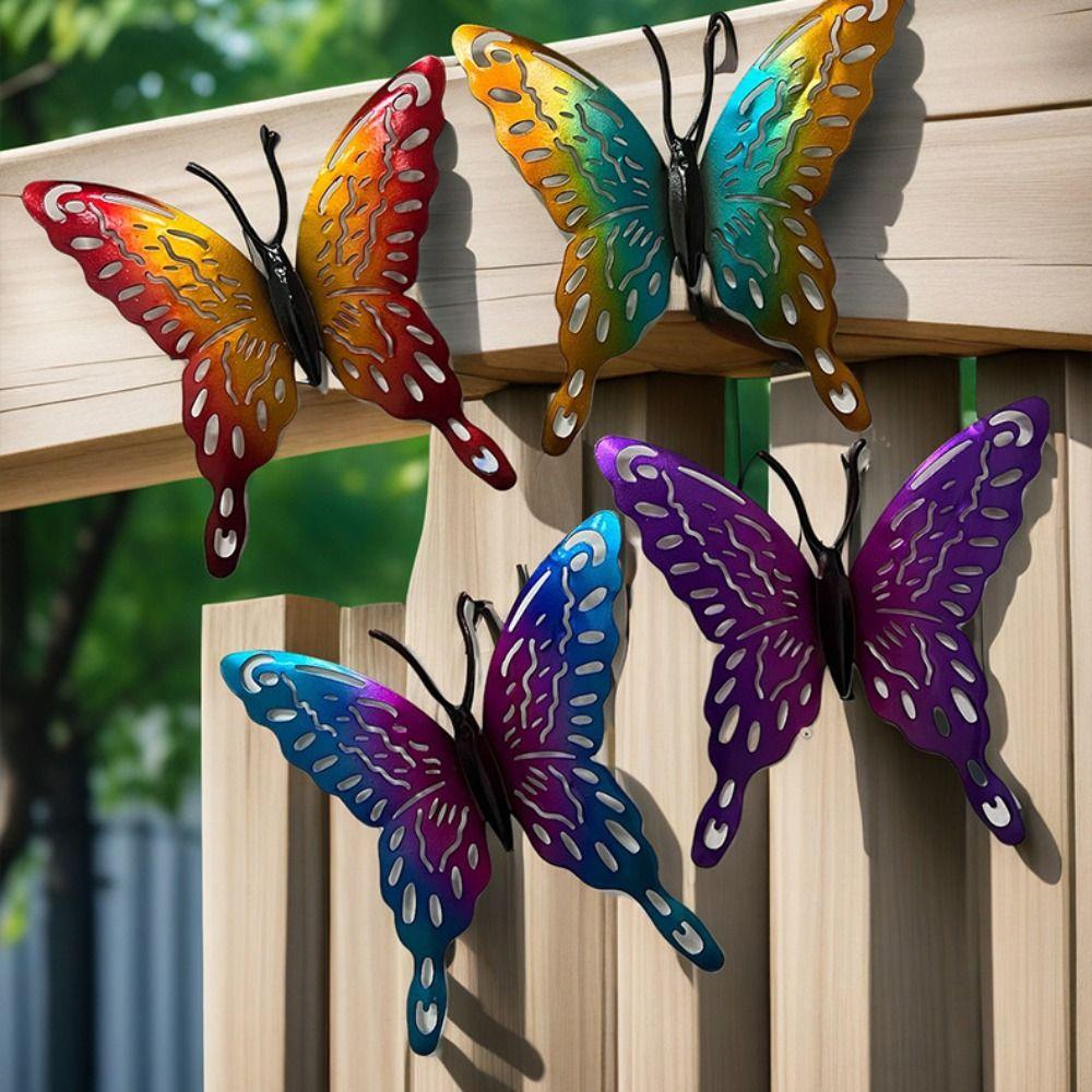 4Pcs Iron Butterfly Wall Art Hanging Cute Animal Statues Living Room