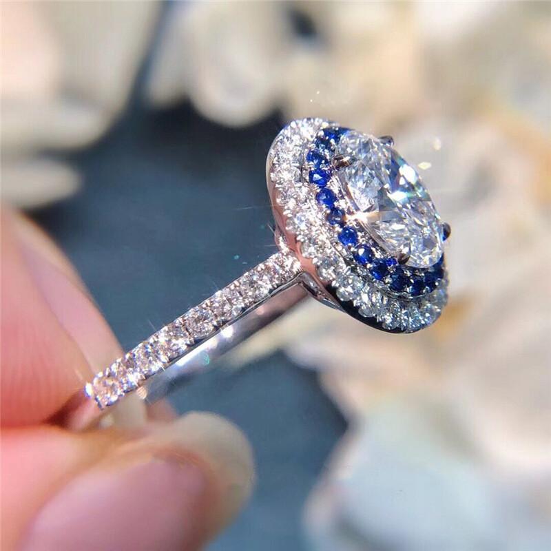 CopperShiny Oval Cubic Zirconia Ring For Women Engagement Wedding Luxury High Quality Fine Jewelry