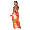 C6921 European & American Style Women's Printed Backless Lace-up Long Dress