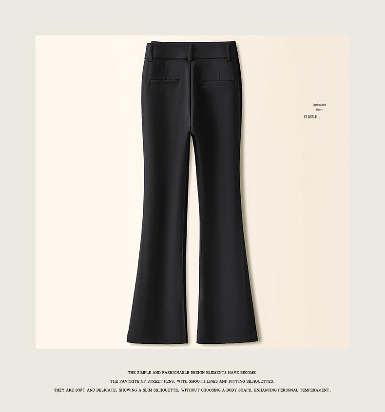 Women's Black High-Waisted Micro-Flare Bell-Bottom Pants – Slimming, Petite Friendly, Perfect for Spring and Autumn