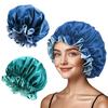 New Solid Color Satin Silk Bonnet for Women, Premium Elastic Band Sleep Cap, Large Double-Layer Satin Lace Sleep Bonnet