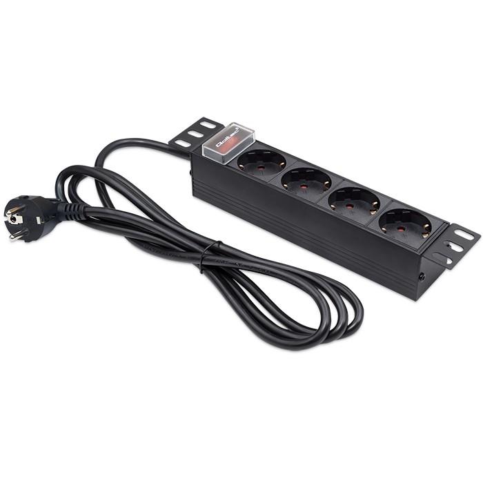 Qoltec Aluminum PDU Power Strip for 19'' RACK | 1U | 16A | 6xSCHUKO | 1.8m