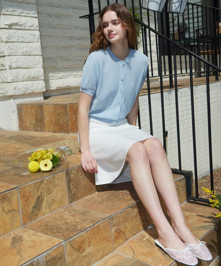 Itov Seoul Puff Short Sleeve Cardigan Sky Blue