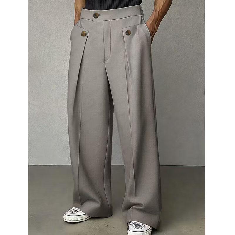 Spring Autumn Fashion Men Casual Suit Pants High Waist Loose Trousers Spring Business Soild Pant