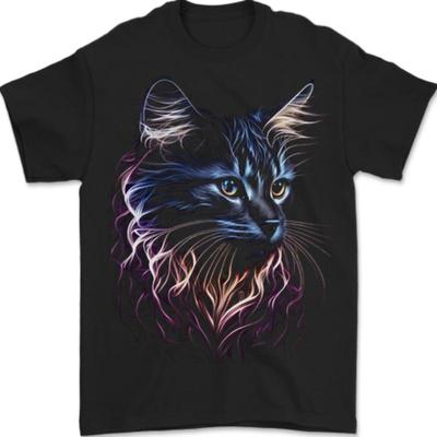 A Men's 100% Cotton Fancy Cat T-Shirt With Cool Colors