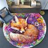 Sleeping Fox Round Area Rug,Carpet Rug for Living Room Bedroom Sofa Playroom Decor,Non-slip Floor Mat