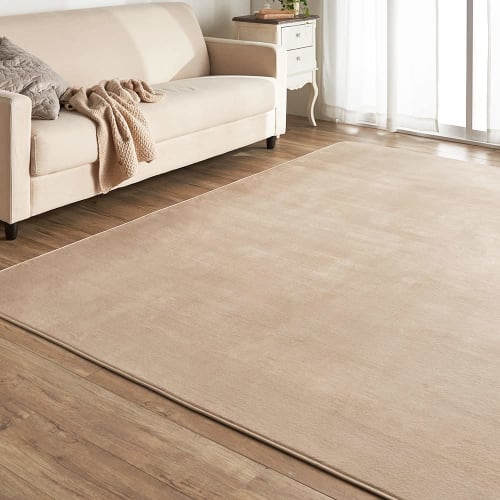 Iris Plaza Beige Flannel Rug, 130 X 185 Cm, Non-Slip, Washable Rug, Rug Carpet, Mat, Carpet-Compatible, Dust Mite Resistant, Soft and Fluffy Flannel,