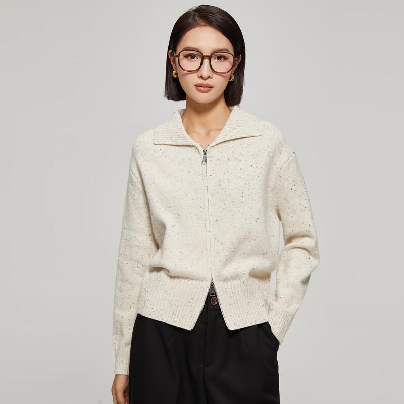 

Women s Lapel Zipper Knit Sweater Freesize