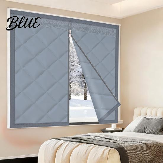 Reusable Window Insulation Winter Thermal Insulation Hook-and-Loop Cover with Zipper Quilted Energy Efficient Curtains Oxford Cloth for Cold