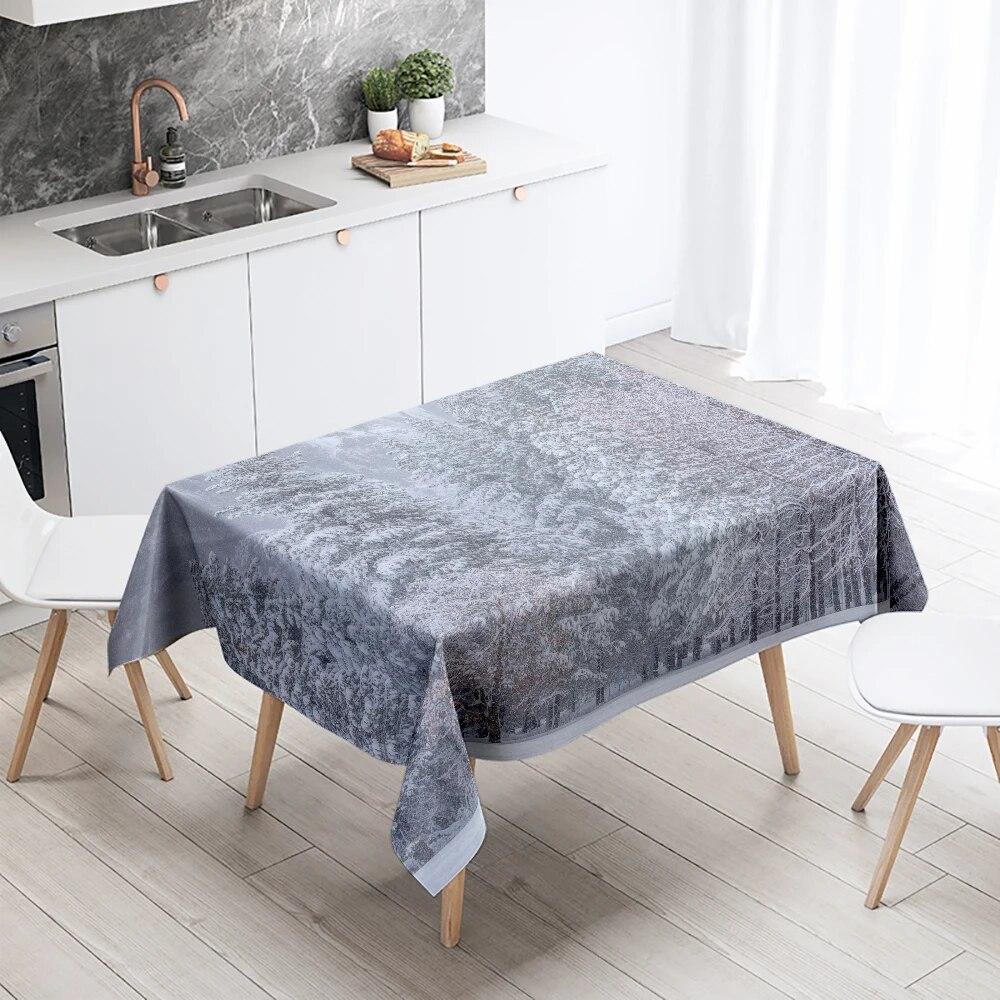 Winter Snow Tablecloth Beautiful  Anti-fouling Waterproof Rectangular Kitchen Table Home Decoration