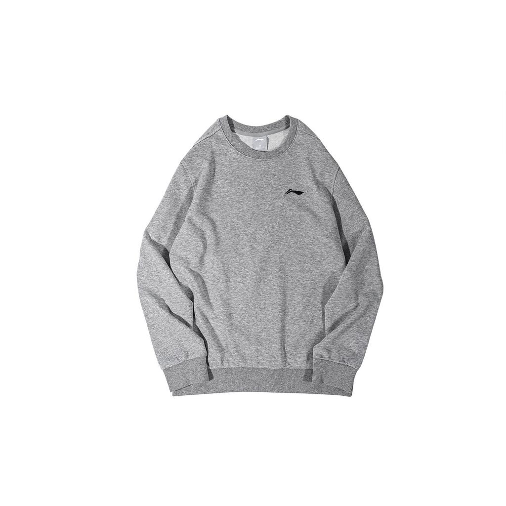 Li Ning Casual Sports Round Neck Pullover Knit Long Sleeve Sweatshirt Men sweatshirt Light-Gray AWDQB55-3