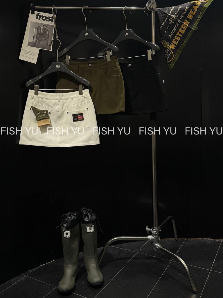 FISHYU Fall Collection Women's Casual Twill Midi Skirt with Back Pocket 25578