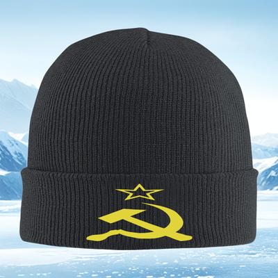 Stern Hammer Sichel Symbol Emblem Herren Damen Unisex Strickmütze Beanie Pullovermütze Winter Thermisch Warm Weihnachten Outdoor Radfahren