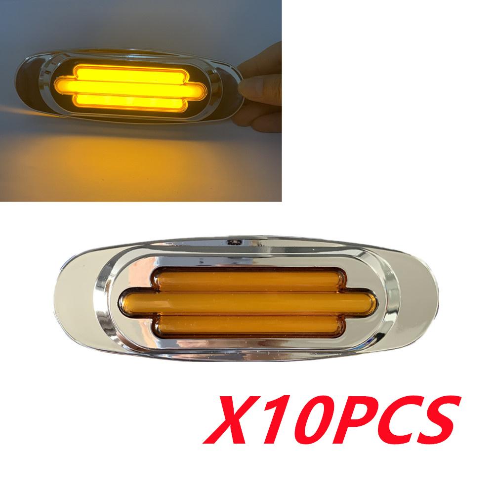 10PCS Waterproof 16-LED Trailer RV Side Marker Turn Signal Lights Chrome 12V-24V  LED Side Mirror Marker Light for Semi Trucks