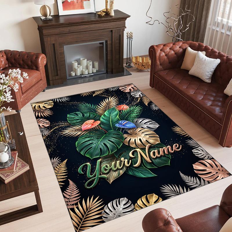 Other Similar Designs Theme Crystal Velvet Rug Personalized Custom Name Text Soft Floor Mat Home Decor