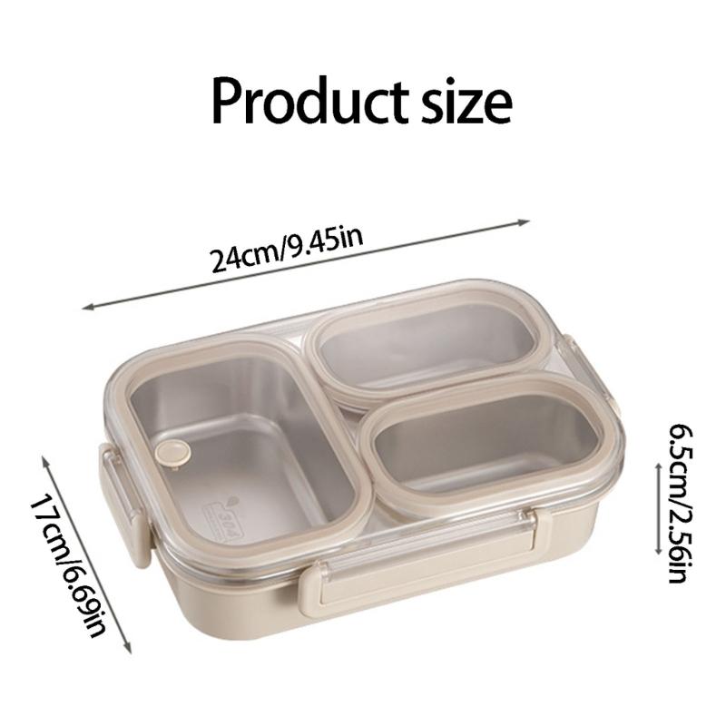 Stainless Steel Bentos Box with Plastic Lid Multi Compartment Design Leak Proof Lunch Container For Work Travel