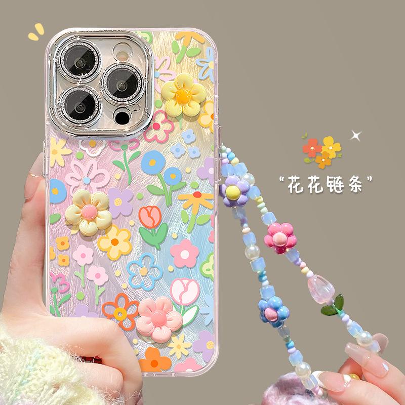 Flower doll bracelet for Apple 11 mobile phone case iphone11 small fresh 11 dopamine 11 high sense 11