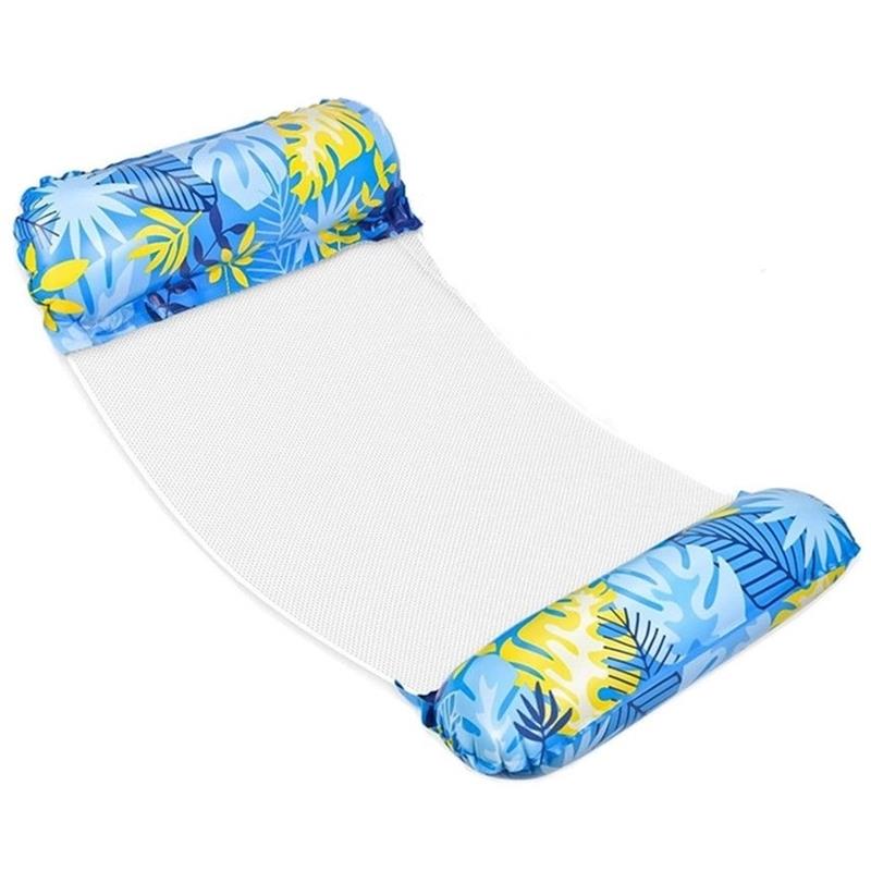 Water Hammock Swimming Mattress Inflatable Pool Deckchair with Net 130x70cm