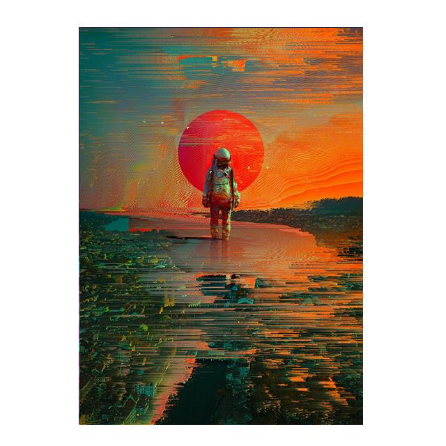 

Неоновый космонавт в космосе, дикое пламя, фэнтезийный пейзаж, холст, картины, настенные художественные постеры и принты, домашний декор для гостиной, картина 21x30 No Frame