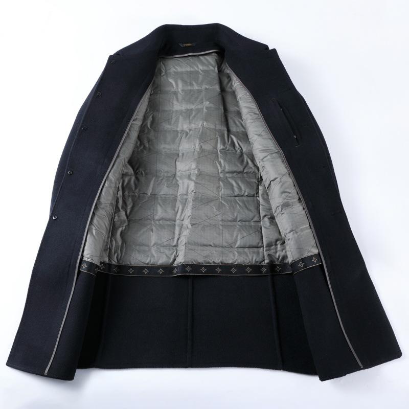 Double-sided cashmere coat for men, middle-aged dad, winter clothing, mid-length woolen woolen coat, men's down-lined windbreaker