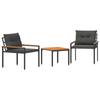 Garden Furniture Set 3 Pcs Dark Grey Poly Rattan