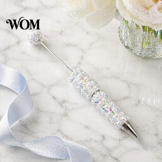 Creative DIY Pen Beadable Pen, Rhinestone Faux Pearl Ballpoint Fancy Glitter Personalized Gift for Crafting, Student Stationery Office Writing
