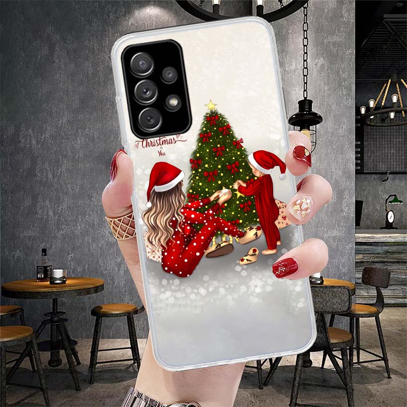 Christmas Girls Tree Gift Phone Case For Samsung Galaxy A13 A14 A15 A16 A17 A53 A54 A55 A56 A57 A33 A34 A35 A36 A37 A23 A24 A25