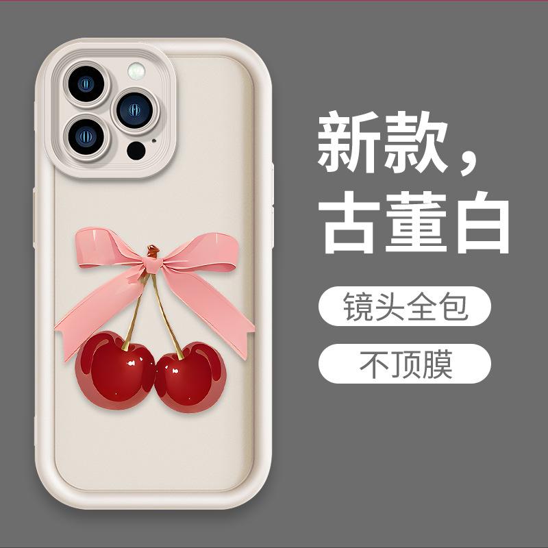 Amazon hot-selling cherry bow Apple 16promax mobile phone case iPhone17pro silicone case