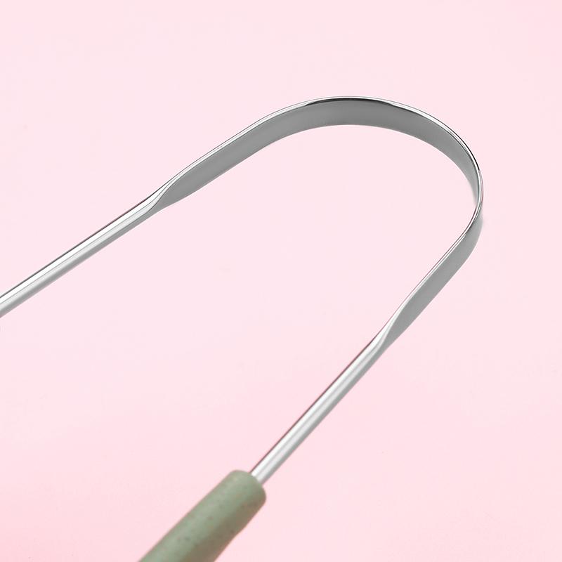 1Pcs Stainless Steel Tongue Scraper Fresh Breath Cleaning Coated Tongue Toothbrush Oral Hygiene U-Shaped Metal Tongue Scraper