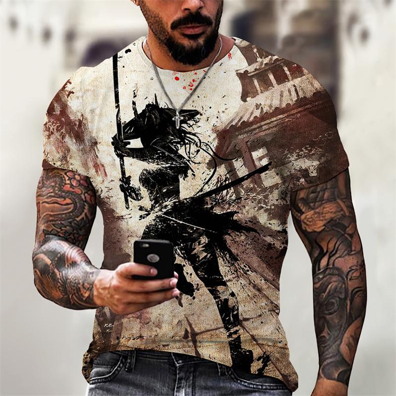 

Fashion Japanese Samurai 3D Printed T Shirts For Men Summer Trend Short Sleeve O Neck Tees Cool Streetwear Harajuku Y2k Tops XL