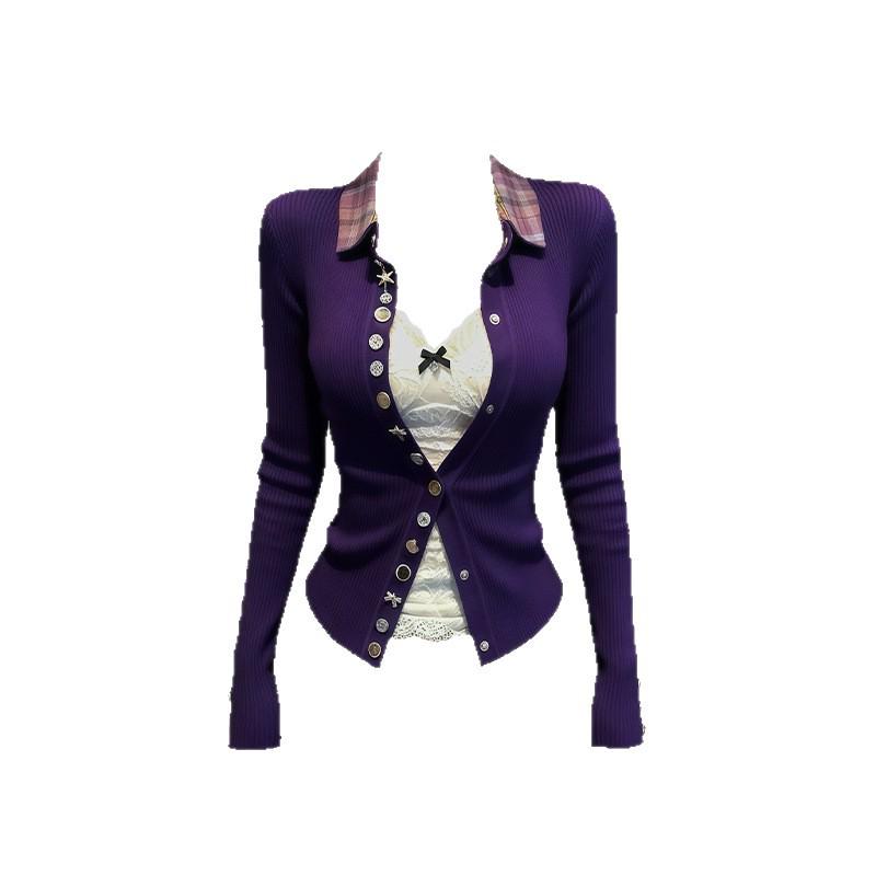 

Korean-Style Women s Polo Collar Shirt with Multi-Button Design for Autumn Extra Large