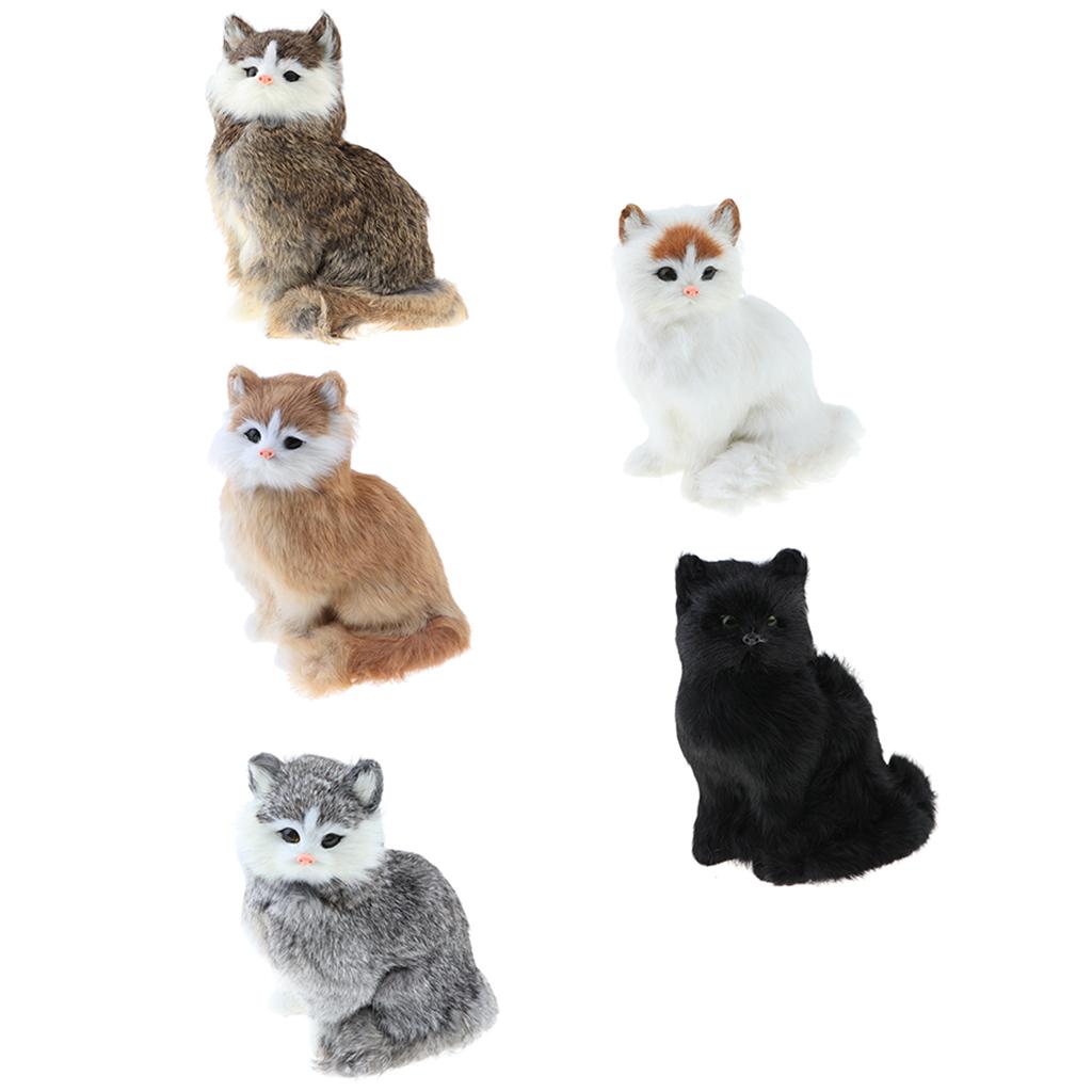 Realistic Animal Statue Faux Fur Cat Plush Model Cute Simulation Animal Toy for Home Decoration and Teaching Tool